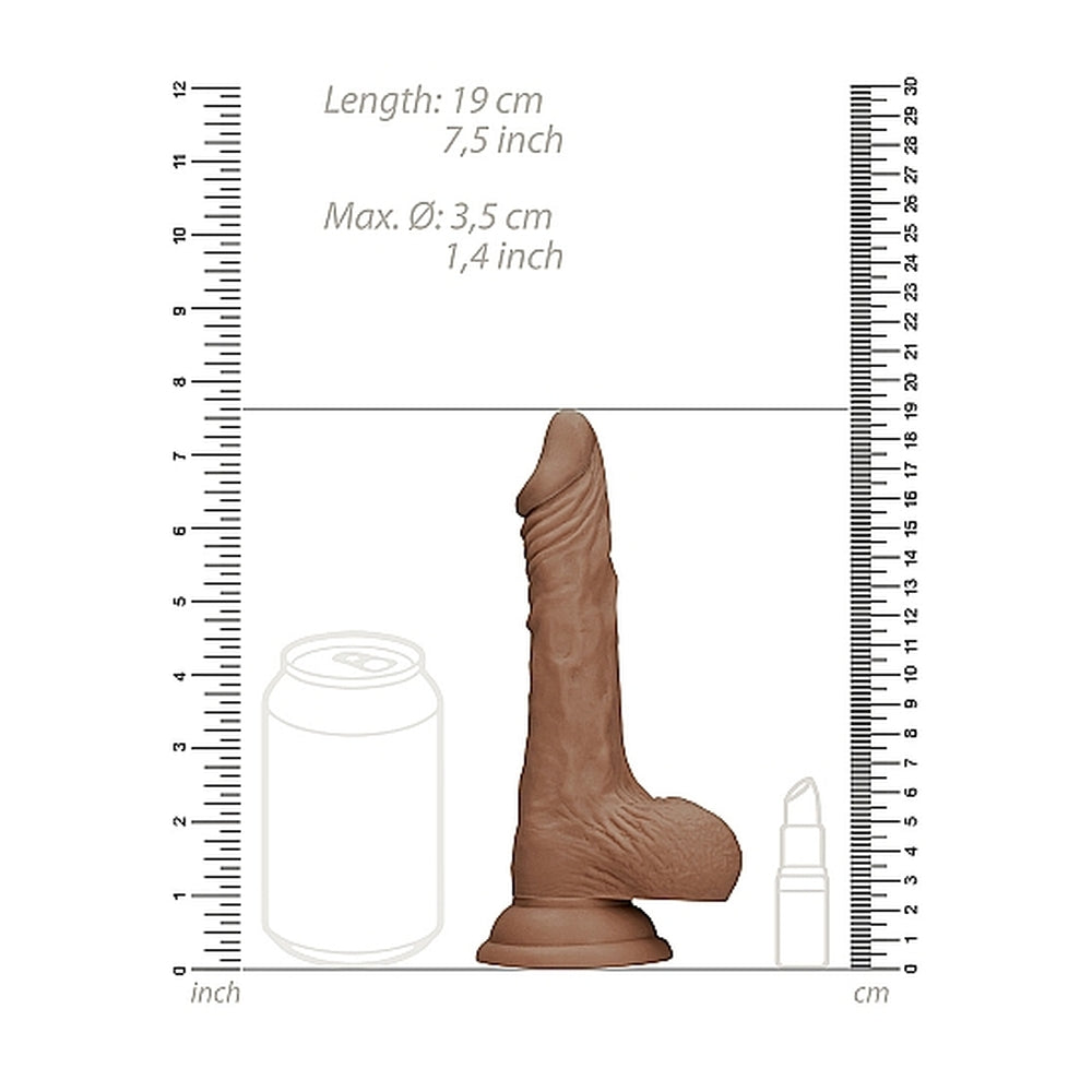 RealRock 7-inch dong with testicles in a realistic meat brown color by Shots Toys.