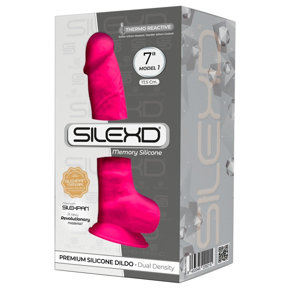 Silexd Premium Silikon 7-inch dildo in a realistic design with a smooth texture and flexible shaft.