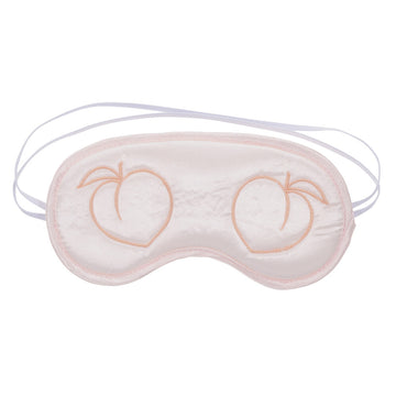 Sportsheets Sex and Mischief satin eye mask in rich black fabric, featuring a smooth finish and elegant design.
