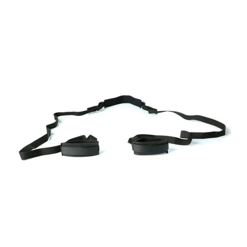 Sportsheets Sexslinga in black, featuring adjustable straps and a padded design for comfort during use.