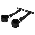 Sportsheets door stop cuffs in black, featuring adjustable straps and soft padding for enhanced comfort during use.