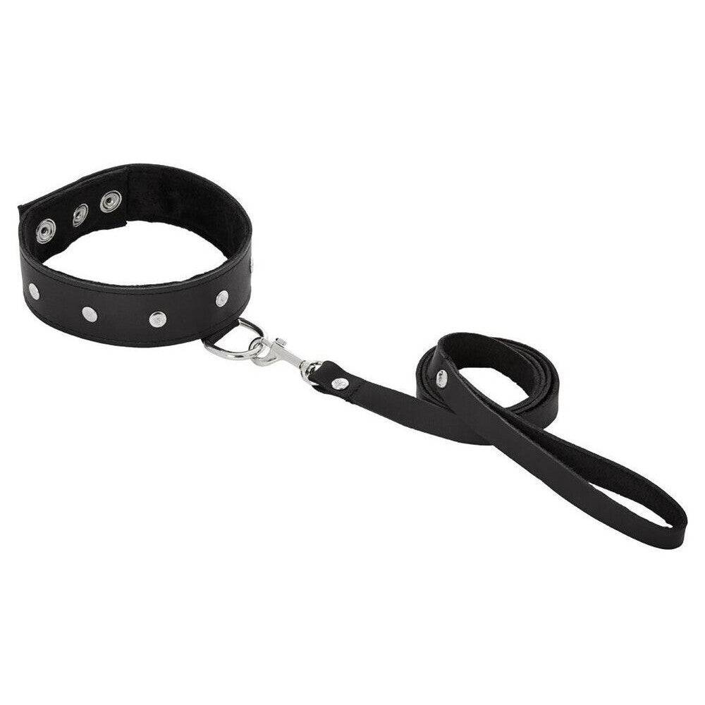 Sportsheets leather leash and collar set, featuring a sleek design with sturdy hardware and comfortable padding.