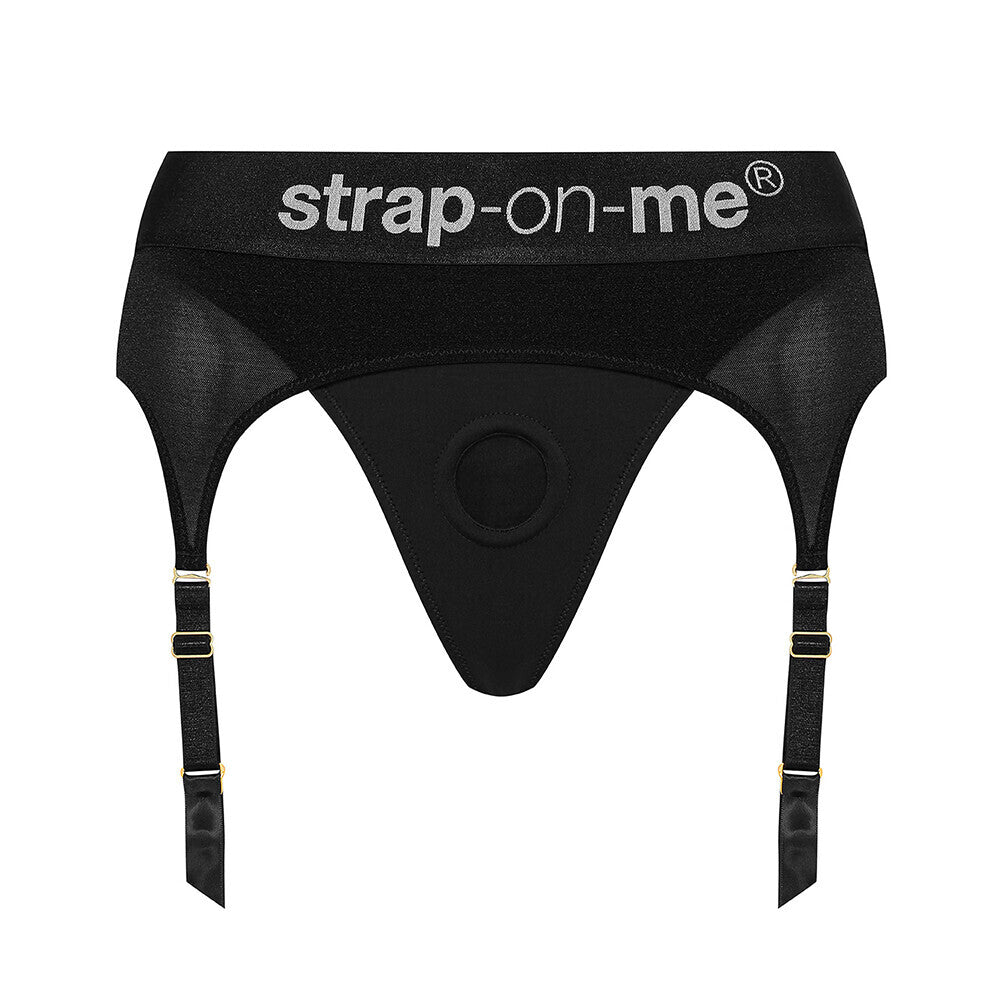 Strap On Me Rebel Medium harness underwear in black with adjustable straps and sleek design for a comfortable fit.