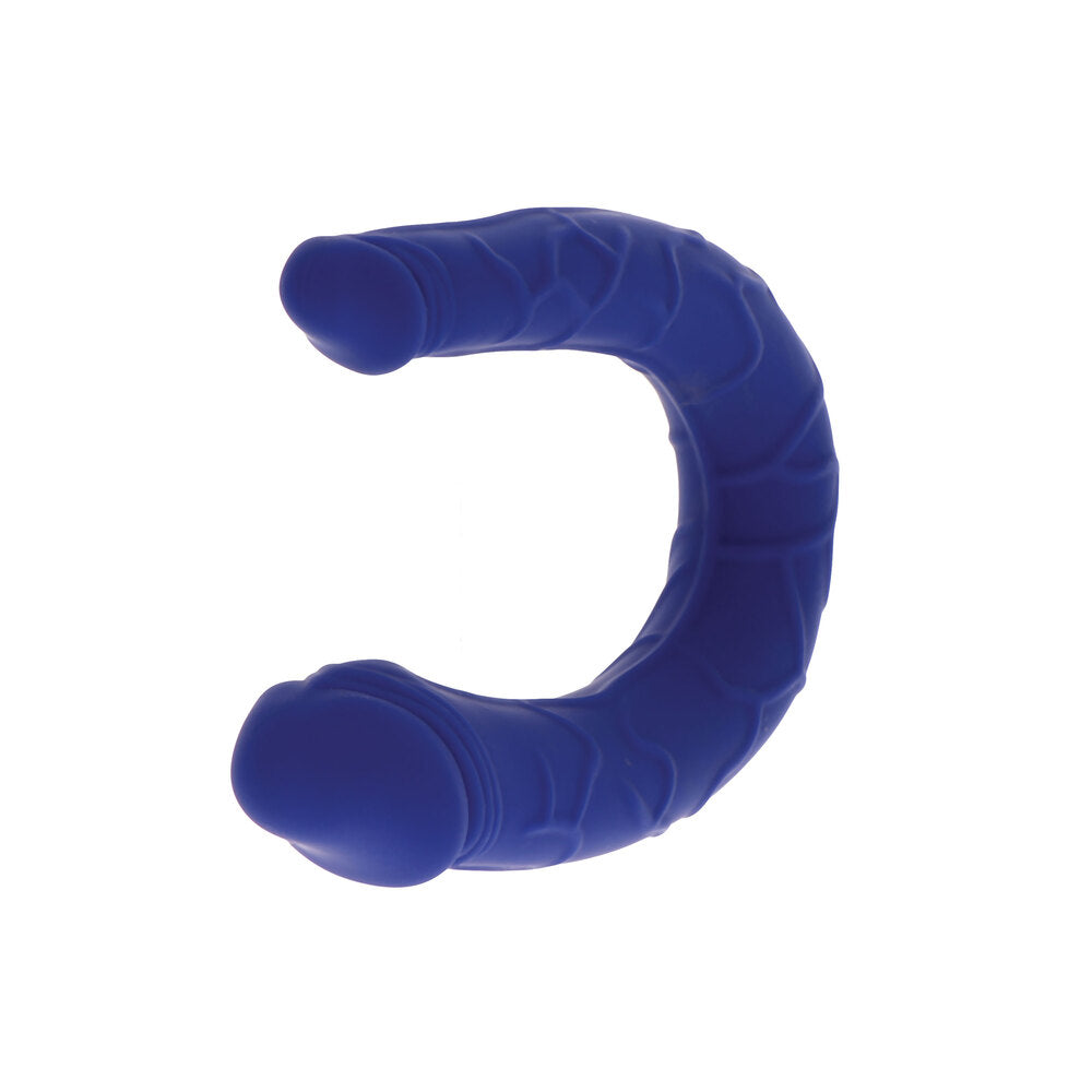 Realistic mini double dong in blue by ToyJoy, featuring lifelike textures and dual ends for versatile use.