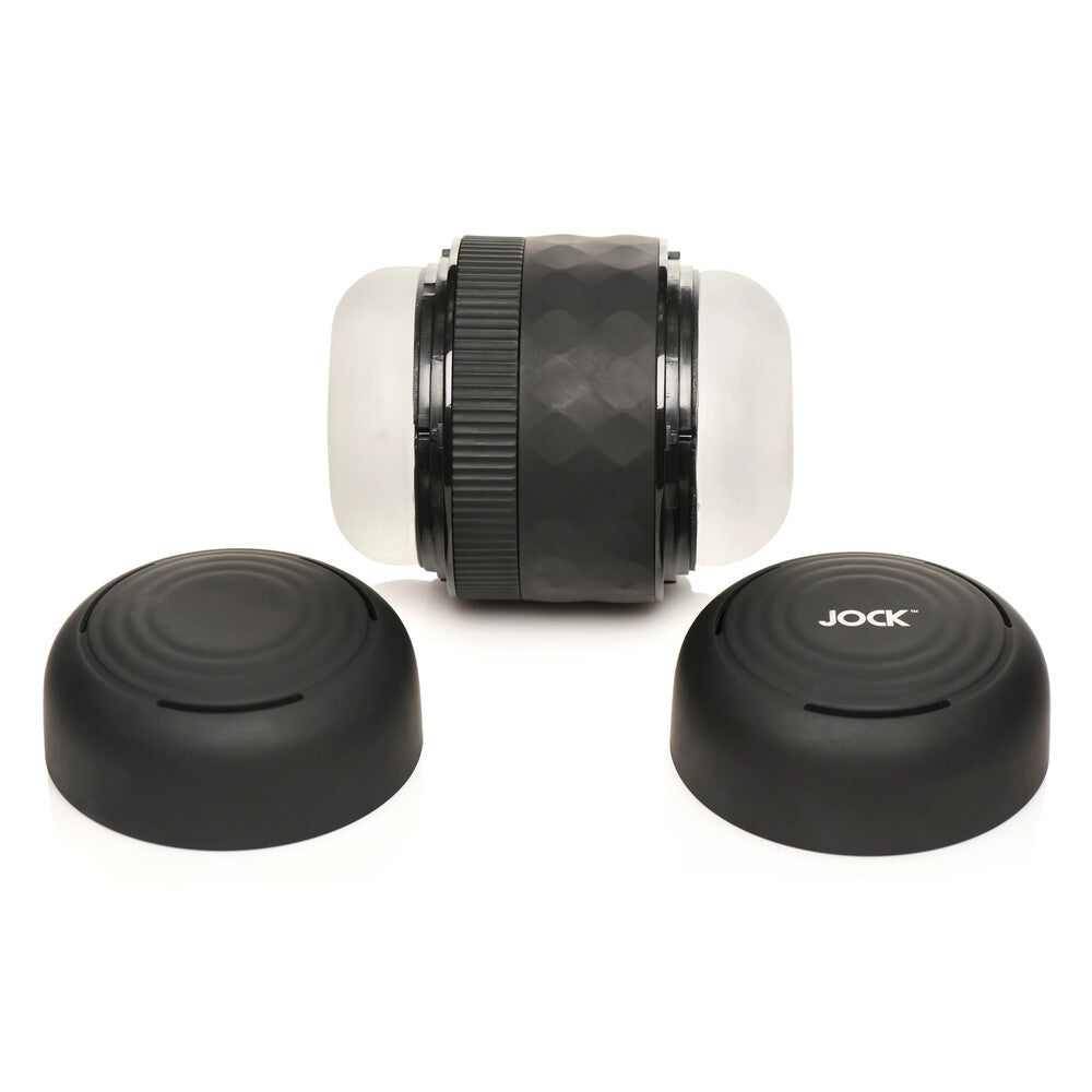 Jock Åtdragande Masturbator with textured interior, showcasing its realistic design and ergonomic shape for comfort.