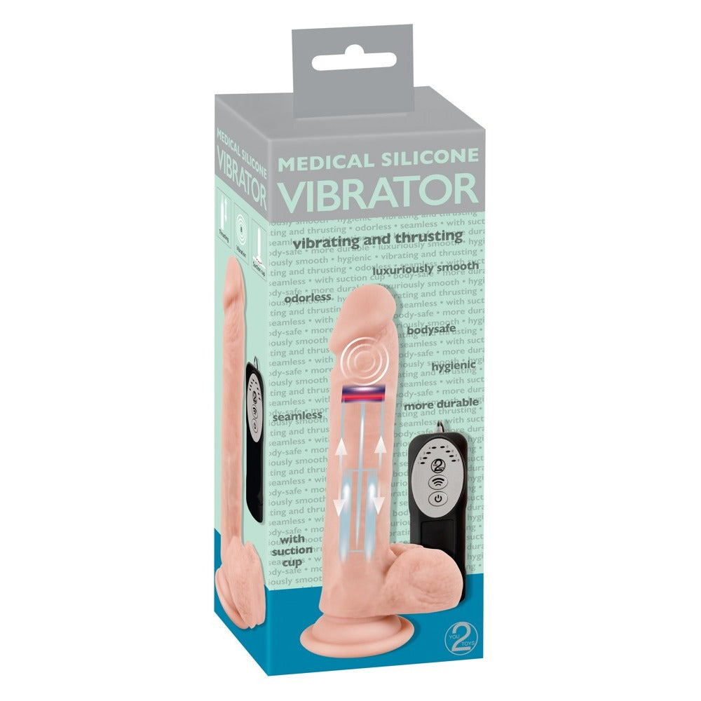 You2Toys medical silicone vibrator with textured design, showcasing its sleek shape and flexible features.