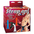 You2Toys strap-on colour dildo harness featuring adjustable straps and a vibrant design for enhanced pleasure.