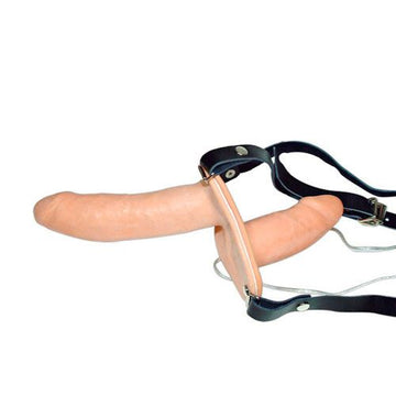 You2Toys Vibrerande Flesh Strap On Duo Vibrerande Dongs with realistic design and dual vibrators for enhanced pleasure.